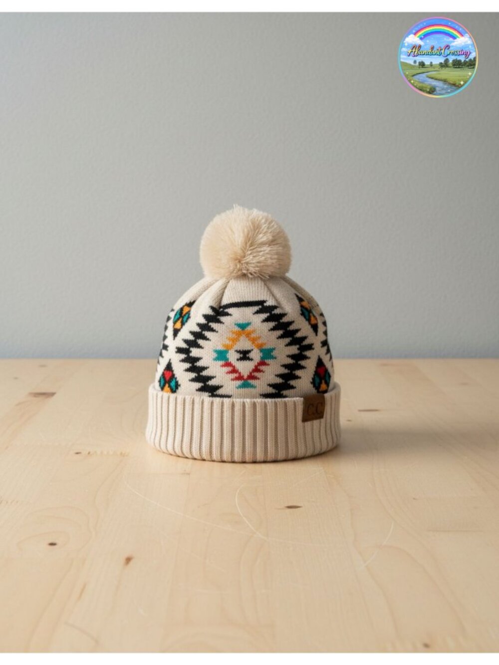 Faux fur pom beanie soft knit winter hat for women